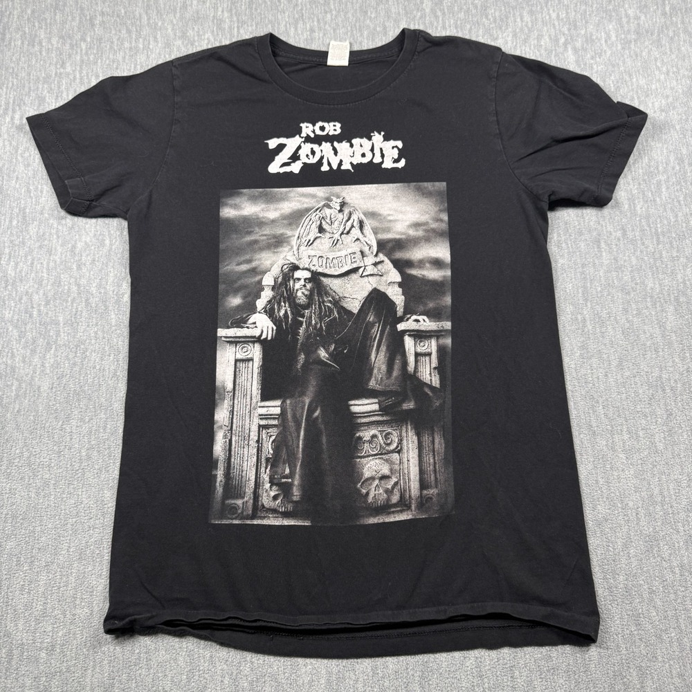 Pacific Rob Zombie Mens M Black Rock Band Concert Graphic Print Crew Neck Tee